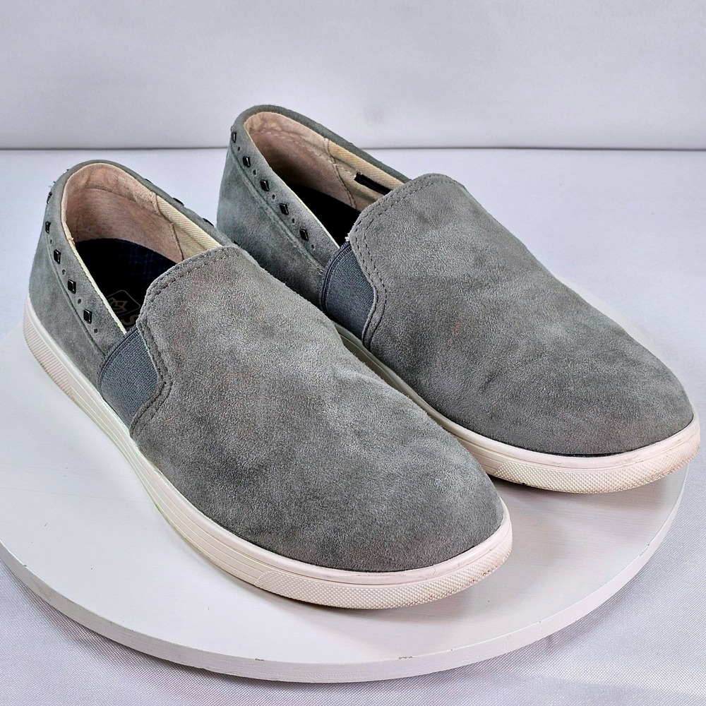 Spenco Grey Suede Slip On Sneakers Studded Orthotic Comfort‎ Shoes Womens 8.5 B